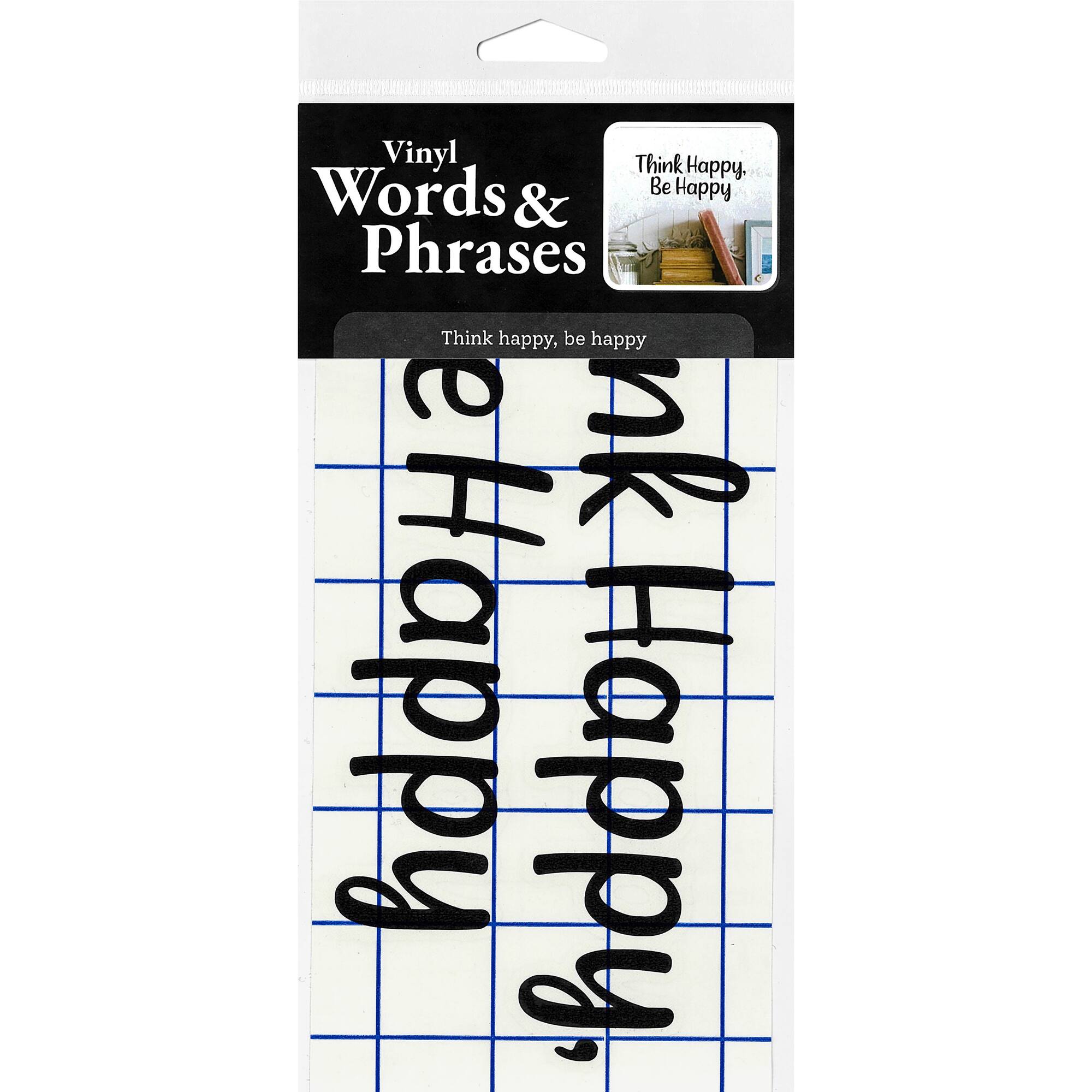 Leisure Arts® Vinyl Matte Black Think Happy, Be Happy Decal